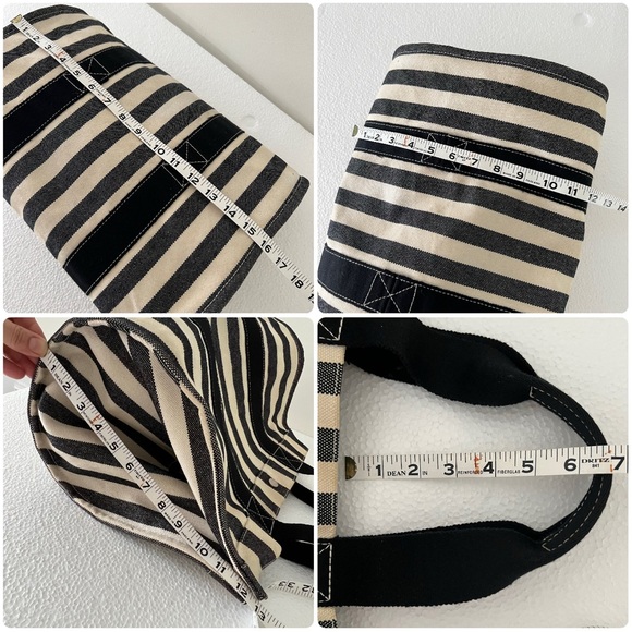 HERMES Striped 'Cannes' large Tote Fourre-tout bag + attached Hermès case - Picture 15 of 16